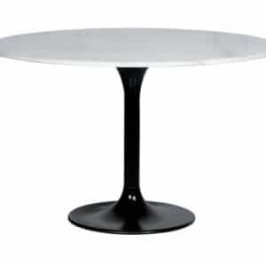 Rundt spisebord i marmor og metal H76 x B120 cm - Hvid marmor/Sort