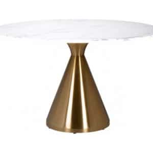 Tenille rundt spisebord i marmor og stål Ø130 cm - Børstet guld/Hvid marmor