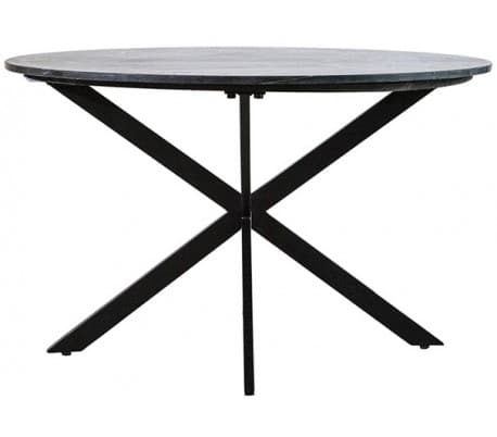 Rundt spisebord i marmor og metal H78 x B130 cm - Sort marmor/Sort
