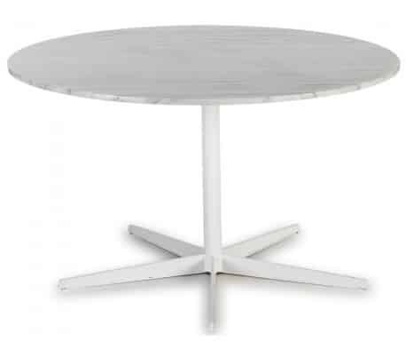 Spisebord i stål og marmor Ø125 cm - Hvid/Hvid marmor