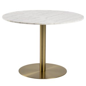 ACT NORDIC Corby rund spisebord - hvid marmor og messing metal (Ø105)