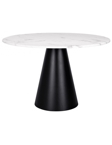 Degas rundt spisebord i marmor og stål Ø120 cm - Sort/Hvid marmor