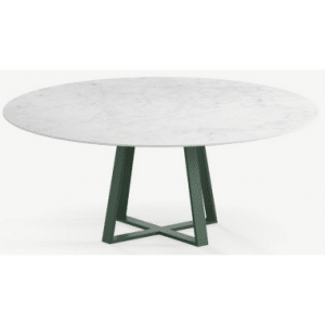 Basiel rundt spisebord i stål og keramik Ø120 cm - Skovgrøn/Carrara