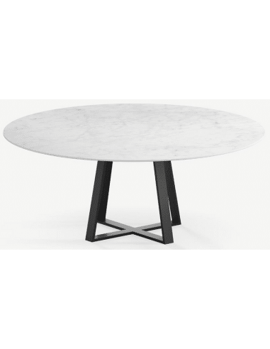 Basiel rundt spisebord i stål og keramik Ø120 cm - Sort/Carrara