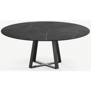 Basiel rundt spisebord i stål og keramik Ø120 cm - Sort/Pietra Grey