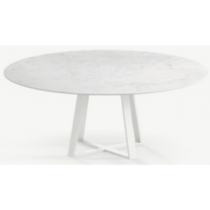 Basiel rundt spisebord i stål og keramik Ø150 cm - Månehvid/Carrara