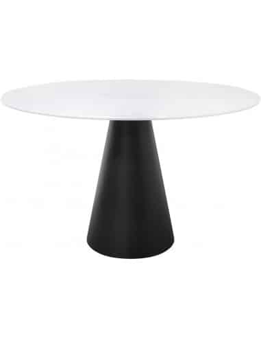 Cone rundt spisebord i stål og faux marmor Ø120 cm - Sort/Hvid marmor