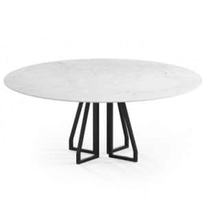 Elmir rundt spisebord i stål og keramik Ø120 cm - Sort/Carrara