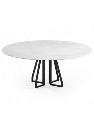 Elmir rundt spisebord i stål og keramik Ø120 cm - Sort/Carrara
