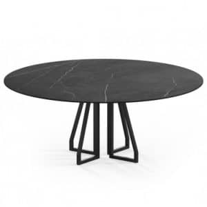 Elmir rundt spisebord i stål og keramik Ø120 cm - Sort/Pietra Grey