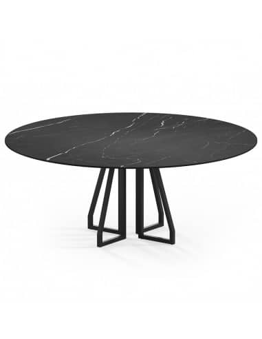 Elmir rundt spisebord i stål og keramik Ø150 cm - Sort/Nero Marquina