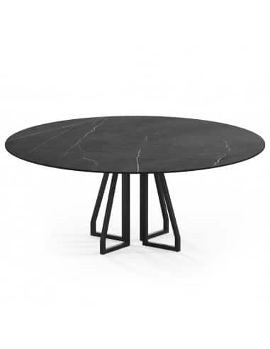 Elmir rundt spisebord i stål og keramik Ø150 cm - Sort/Pietra Grey