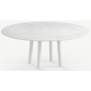 Gus rundt spisebord i stål og keramik Ø120 cm - Månehvid/Carrara