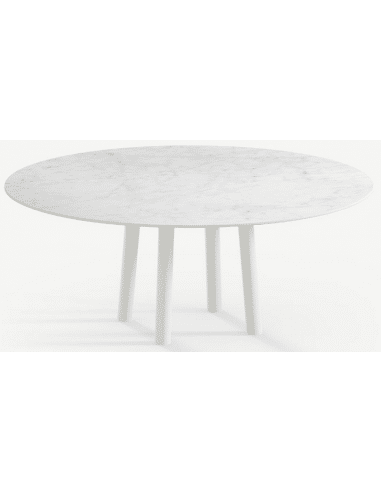 Gus rundt spisebord i stål og keramik Ø120 cm - Månehvid/Carrara