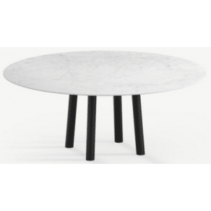 Gus rundt spisebord i stål og keramik Ø120 cm - Sort/Carrara