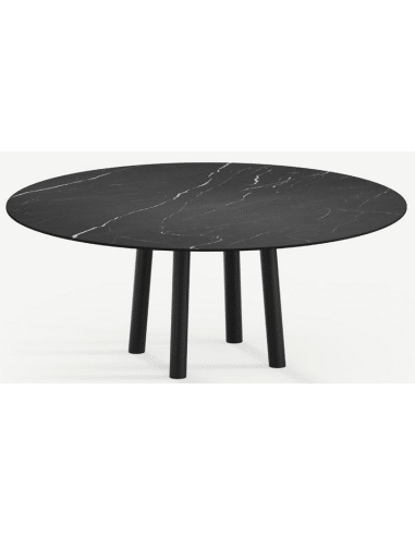Gus rundt spisebord i stål og keramik Ø120 cm - Sort/Nero Marquina