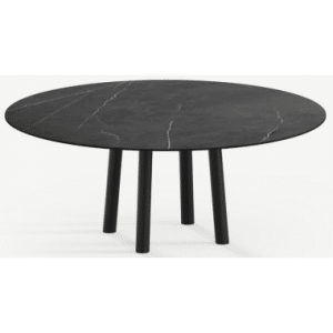Gus rundt spisebord i stål og keramik Ø150 cm - Sort/Pietra Grey