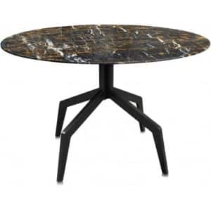 Razor rundt spisebord i stål og marmor Ø120 cm - Sort/Sort marmor