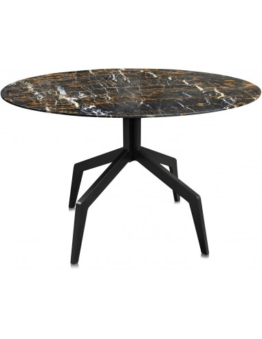 Razor rundt spisebord i stål og marmor Ø120 cm - Sort/Sort marmor