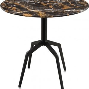 Razor rundt spisebord i stål og marmor Ø80 cm - Sort/Sort marmor
