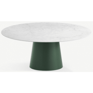 Elza rundt spisebord i stål og keramik Ø120 cm - Skovgrøn/Carrara