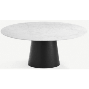 Elza rundt spisebord i stål og keramik Ø120 cm - Sort/Carrara