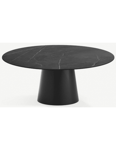 Elza rundt spisebord i stål og keramik Ø120 cm - Sort/Pietra Grey