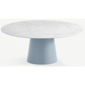 Elza rundt spisebord i stål og keramik Ø150 cm - Gråblå/Carrara