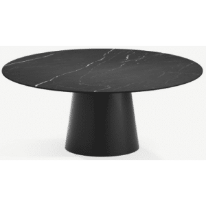 Elza rundt spisebord i stål og keramik Ø160 cm - Sort/Nero Marquina