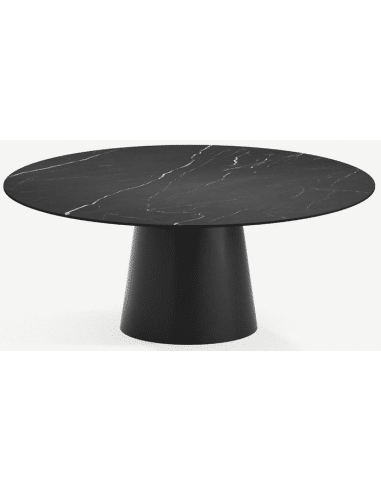 Elza rundt spisebord i stål og keramik Ø160 cm - Sort/Nero Marquina