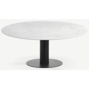 Tiele rundt spisebord i stål og keramik Ø120 cm - Sort/Carrara