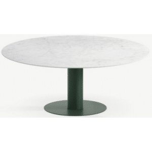 Tiele rundt spisebord i stål og keramik Ø150 cm - Skovgrøn/Carrara