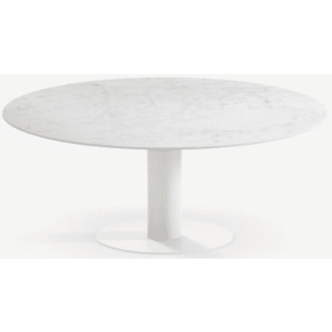 Tiele rundt spisebord i stål og keramik Ø160 cm - Månehvid/Carrara