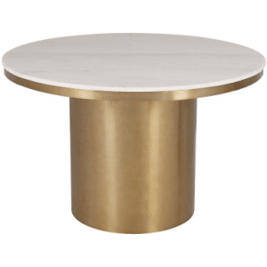 Camden spisebord i stål og marmor Ø120 cm - Børstet messing/Hvid marmor