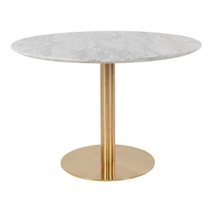 Bolzano rundt spisebord i marmorlook m. messingfod - Ø110 cm