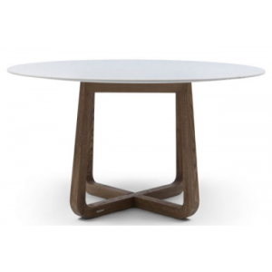 Riviera Maison Casone rundt spisebord i egetræ og marmor H78 x Ø140 cm - Brun/Hvid marmor