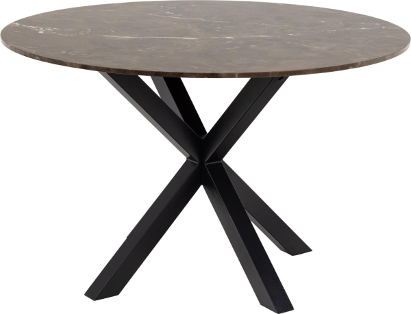Rundt spisebord Signature Bellona Ø120 cm brun kejsermarmor med sort stålstel