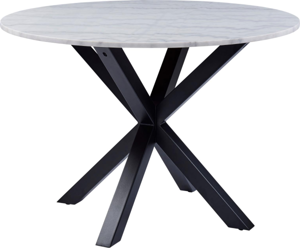 Rundt spisebord Signature Bellona hvid Guangxi marmor med mat sort stel Ø110 cm