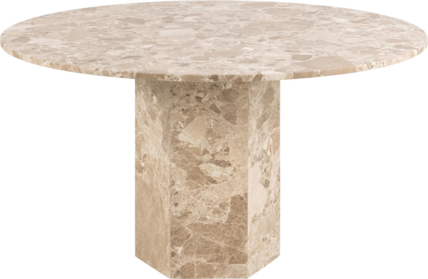 Rundt spisebord Signature Urmala marmor Ø130 x H75 cm mat lattebrun