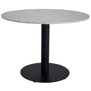 ESTELLE Rundt spisebord i stål og marmor H75 x Ø106 cm - Sort/Hvid marmor