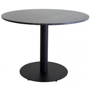 ESTELLE Rundt spisebord i stål og marmor H75 x Ø106 cm - Sort/Mørkegrå marmor