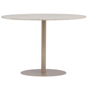 LYKKE Rundt spisebord i stål og MDF H75 x Ø110 cm - Beige/Beige marmor