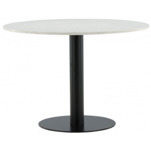RAZZ Rundt spisebord i stål og marmor H75 x Ø106 cm - Sort/Hvid terrazzo