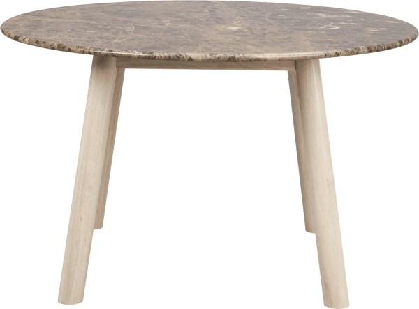 Rowico Taransay rundt spisebord i Spansk Emperador-marmor og hvidvasket egetræ Ø125 cm