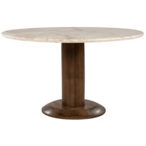 TED Rundt spisebord i mangotræ og marmor Ø130 cm - Brun/Rødbrun marmor