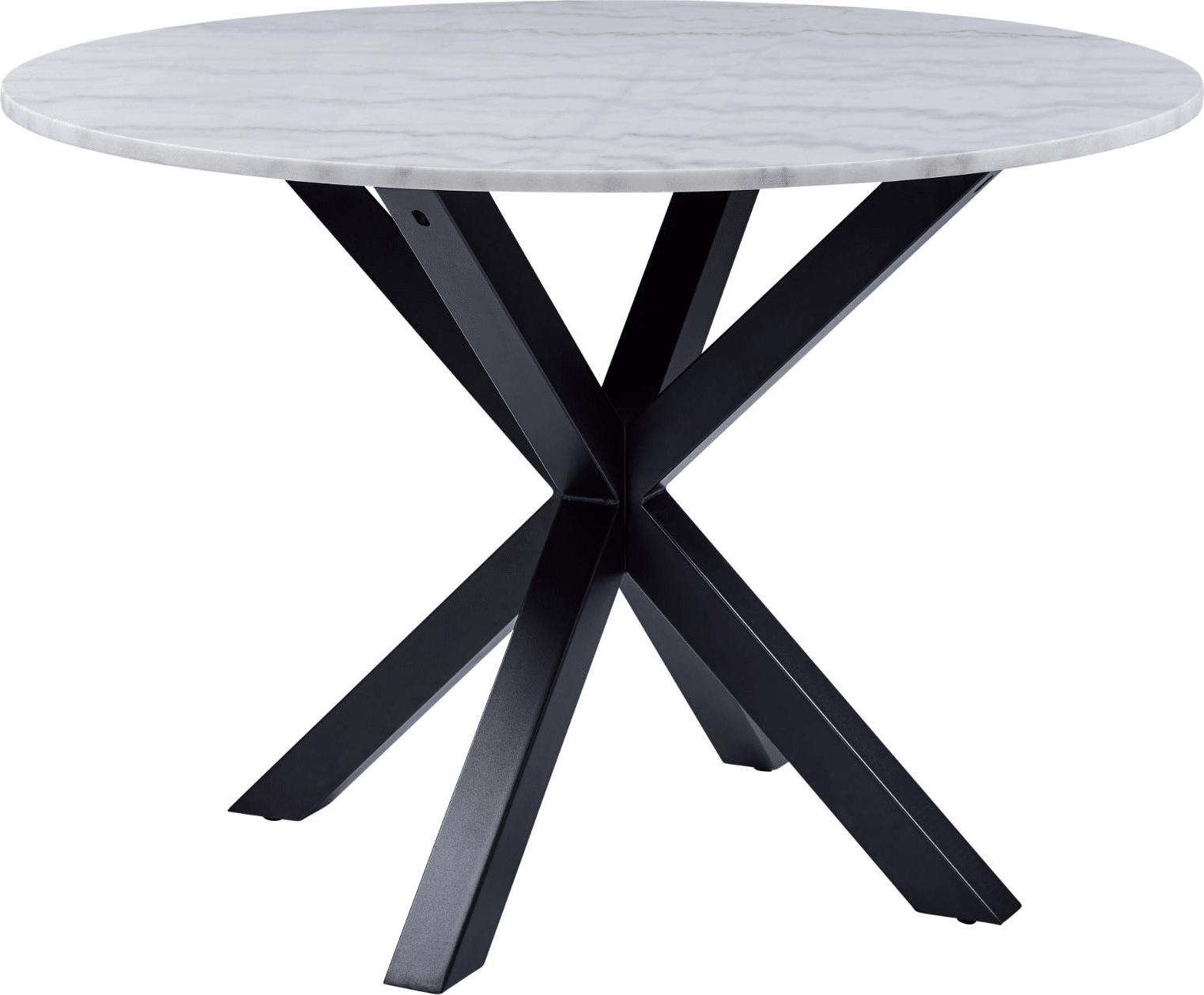 Rundt spisebord Signature Bellona hvid Guangxi marmor med mat sort stel Ø110 cm